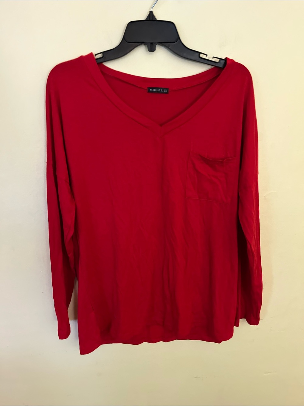 Miholl Red V-Neck Long Sleeve Top Size Medium